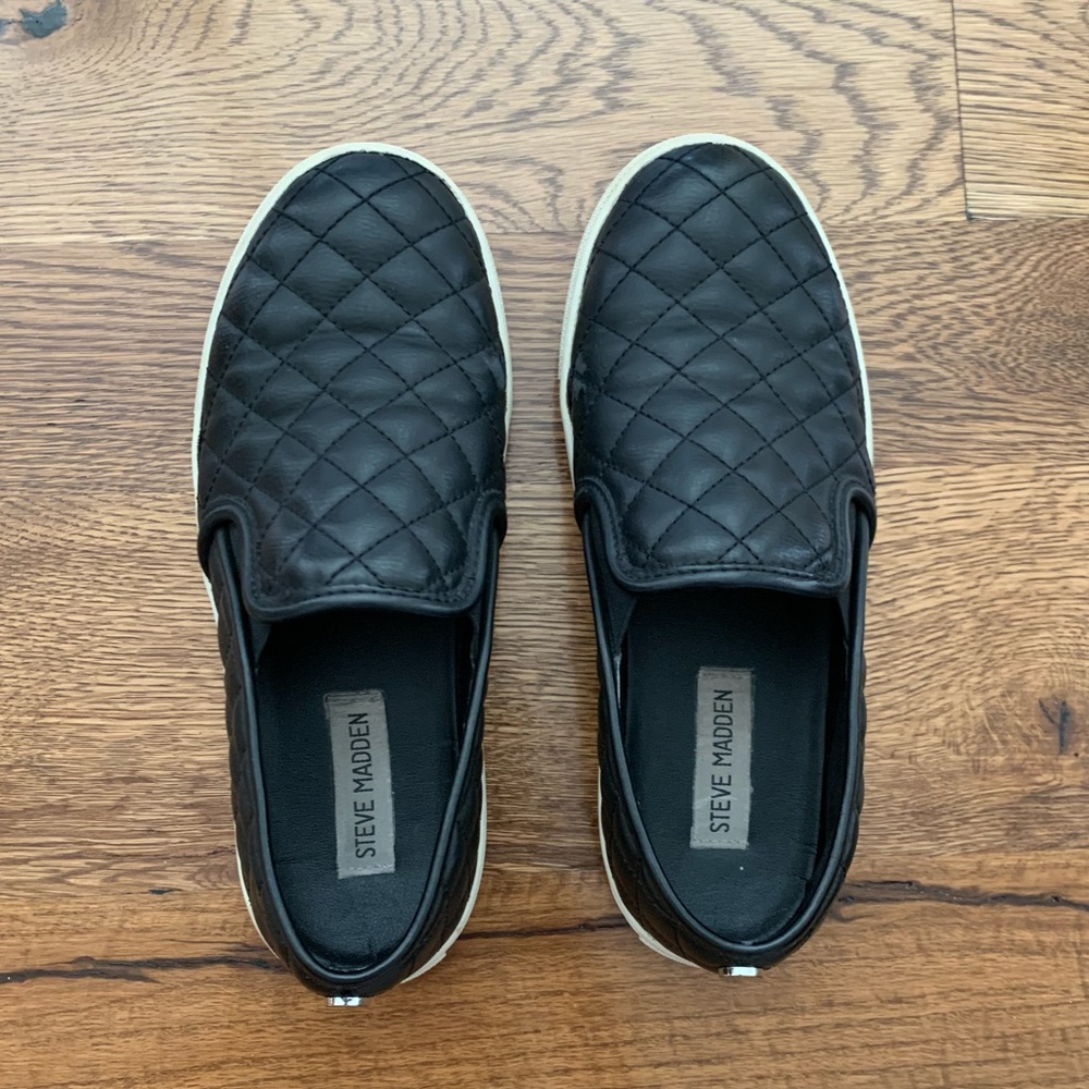 Black Steve Madden Slip Ons
